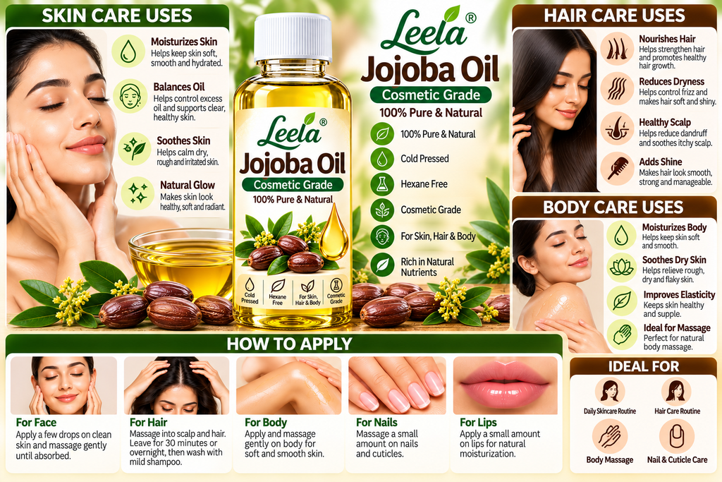 Jojoba Oil Cosmetic Grade – Natural Skin Moisturizing Oil for Face, Hair, Scalp, Body Massage, Nail & Cuticle Care, DIY Cosmetics, Creams, Lotions & Hair Serums.